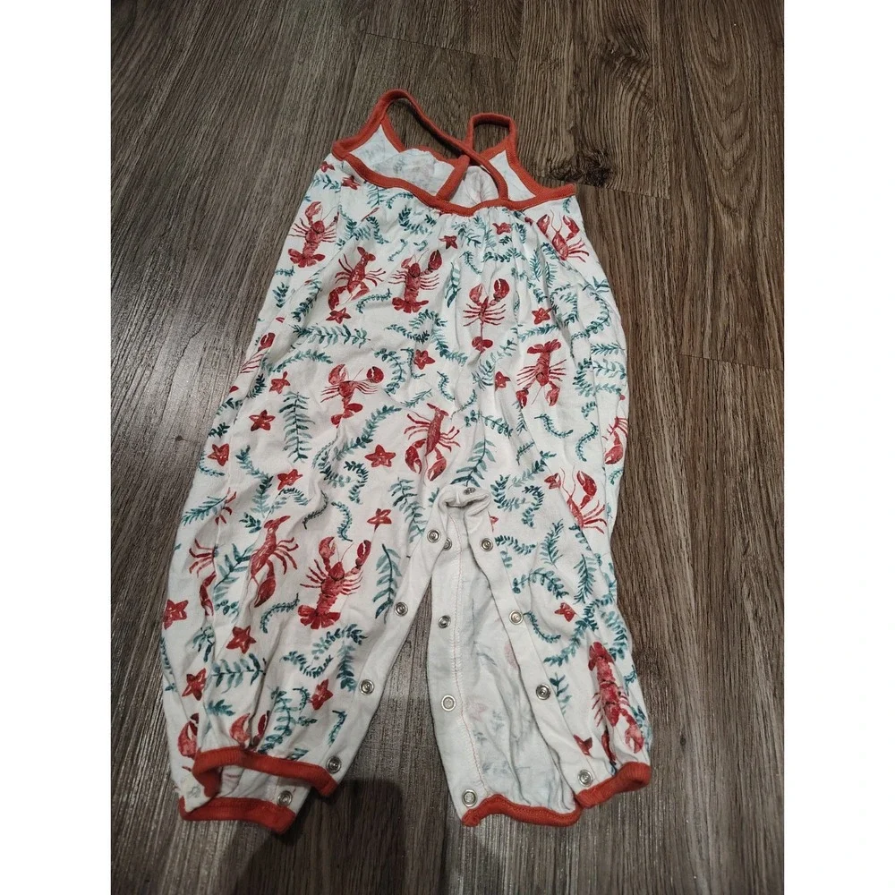Burt's Bees Baby Girl 12 Mos Twisted Racerback Bubble Romper Baby Lobster Maze